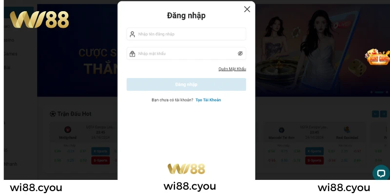 Các bước đăng nhập tài khoản tại WI88